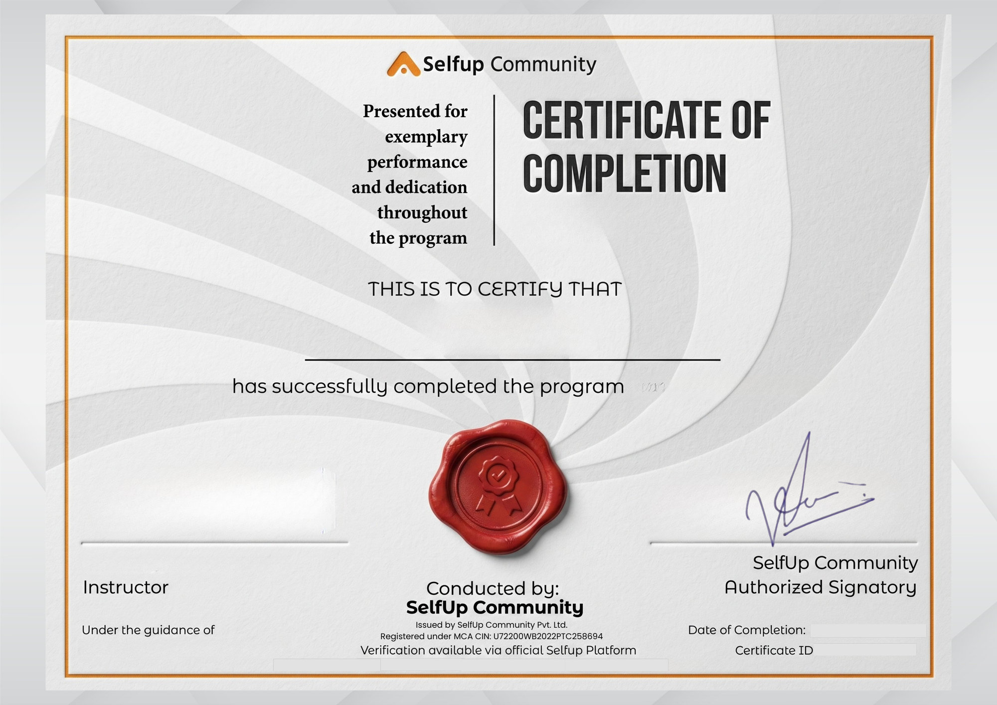 Sample Certificate